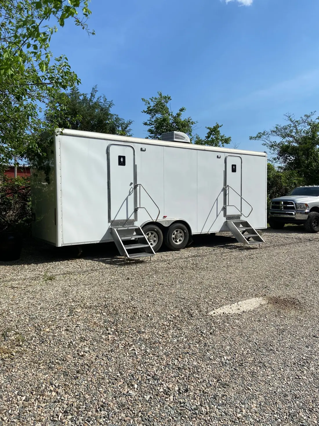 B&G Solutions restroom trailer delivered to a site